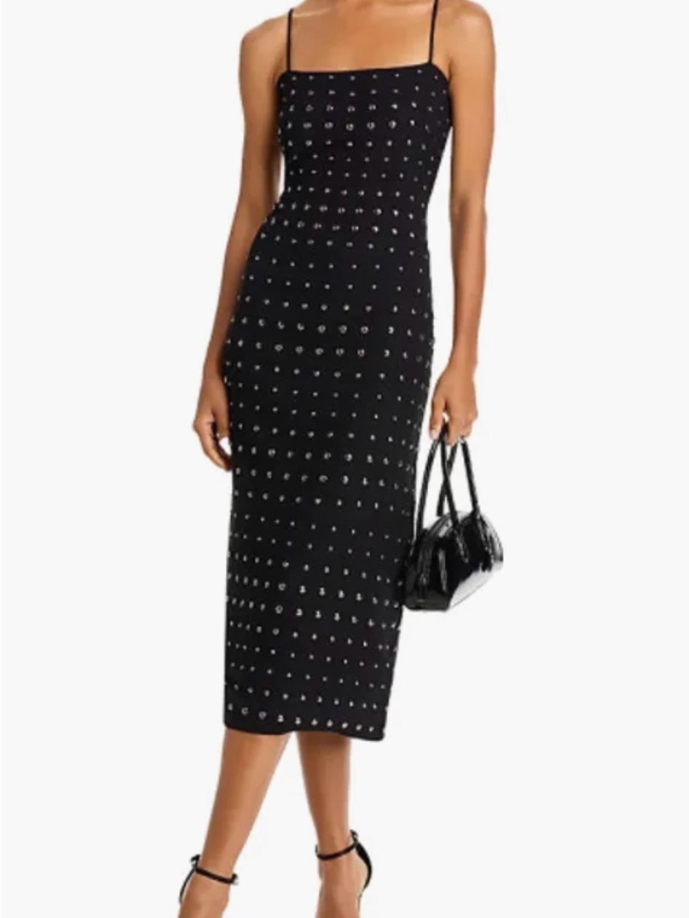 Black Studded Midi Slip Dress by Aqua
